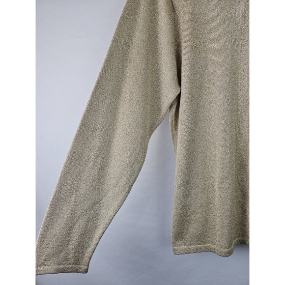 Talbots Petites Women's Top Medium Gold Glitter Mock Neck Vintage Silk Shirt - Picture 4 of 9